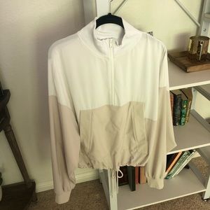 Alo City Girl Track Pullover in Bone / White